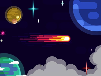 Kurzgesagt Art - Space Illustration clouds design earth flat illustration fog galaxy graphic design illustration kurzgesagt kurzgesagt illustration mars meteor neptune planet purple shooting star space star vector