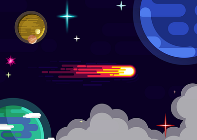 Kurzgesagt Art - Space Illustration clouds design earth flat illustration fog galaxy graphic design illustration kurzgesagt kurzgesagt illustration mars meteor neptune planet purple shooting star space star vector