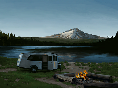 RVing airstream camping design digital art digital painting illustration landscape mountain outdoors procreate drawing procreate painting rv