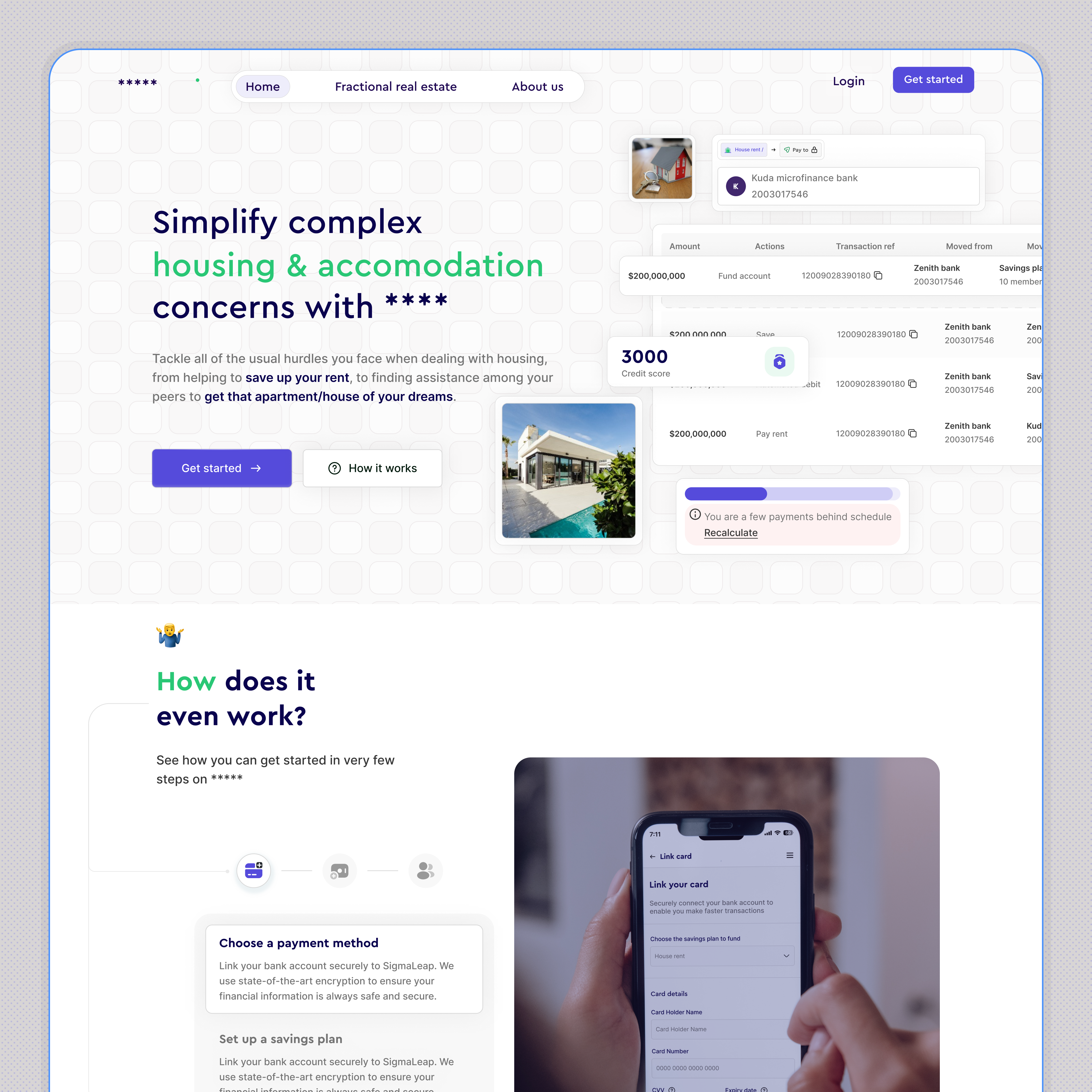 Rent.app - A platform for saving rent landing page light mode ui ux