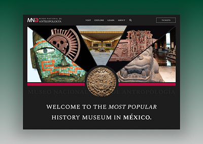 Museo Nacional de Antropología Website branding design hero section mexico museum ui ux