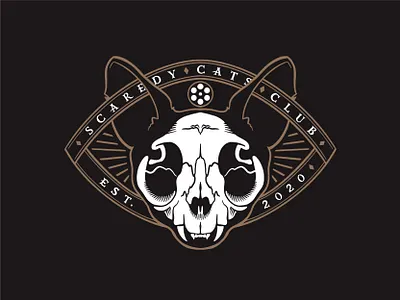 Scaredy Cats Club badge black cat dark design illustration logo movies procreate skull