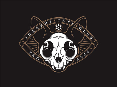 Scaredy Cats Club badge black cat dark design illustration logo movies procreate skull