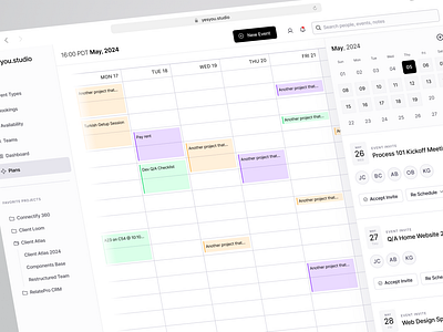 Weekly Calendar View admin app b2b book booking calendar clean crm design system desktop modern product design saas schedule scheduling ui ui kit ux web app