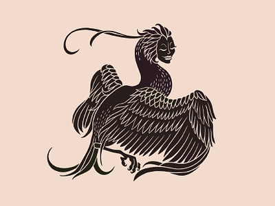 Harpy bird design greek mythology harpy illustration ink linework mythology procreate wings