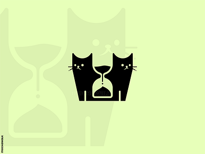 Cats And Hourglass animal cat cute design hourglass iconic illustration logo logodesign logomark negative space pet playful