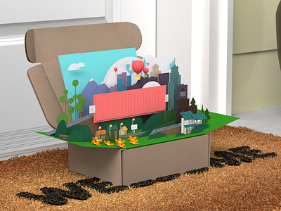 Popup Box 3d after effects animation box c4d cinema 4d delivery design flowers fun graphic design ink mail package paper pop up popup box printer
