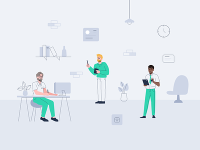 Workplace Environment at work dribbble graphic design illustration team team illustration teamwork vector work illustration work vector working workplace