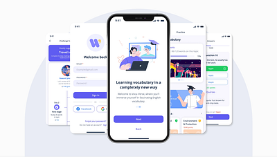 Language Learning App animation english app graphic design learning app mobile app design motion graphics ui ui design ui ux web design