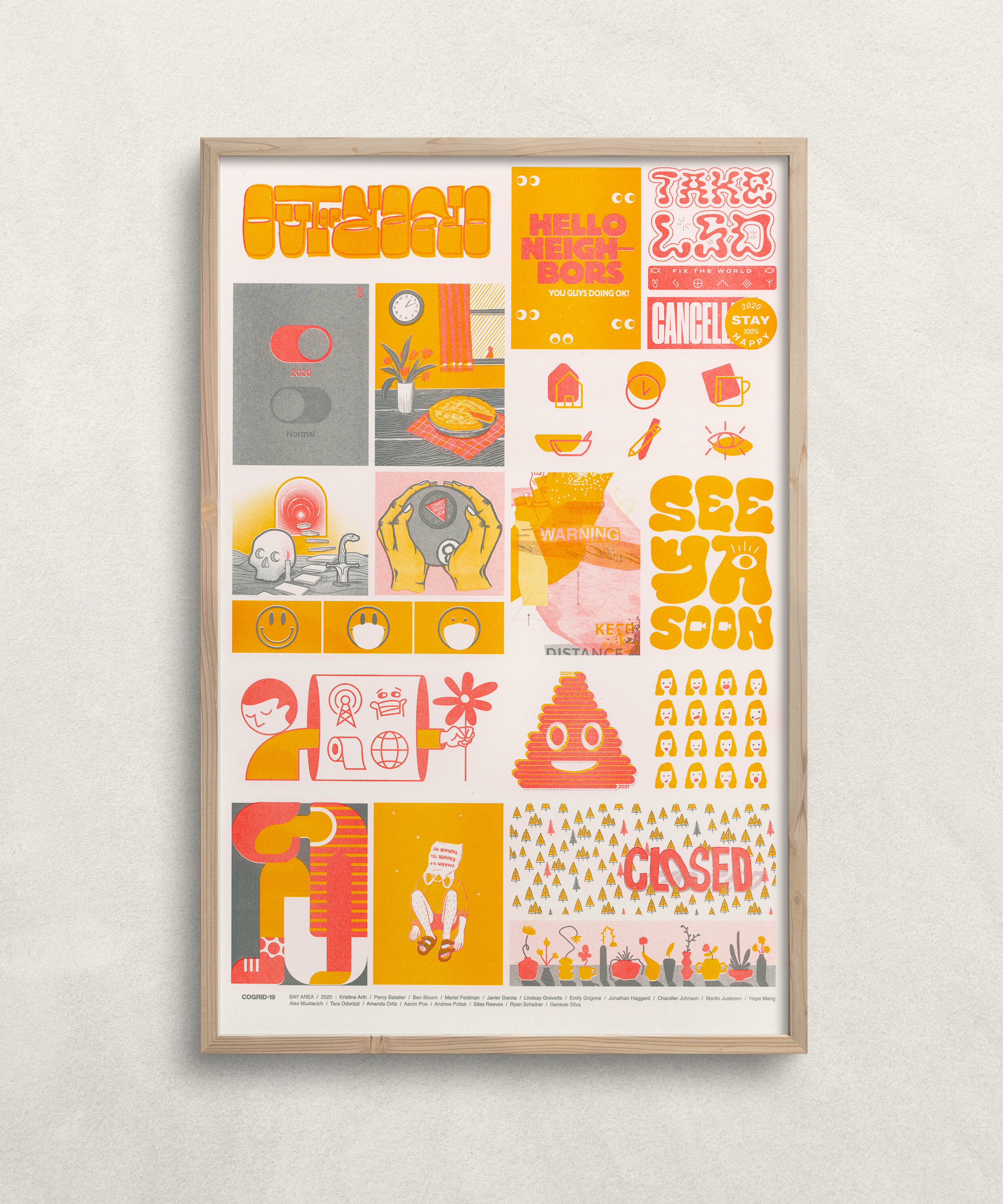 COGRID-19 : San Francisco Poster art direction community covid 19 design graphic design grid illustration non profit pandemic riso risograph support vector volunteer