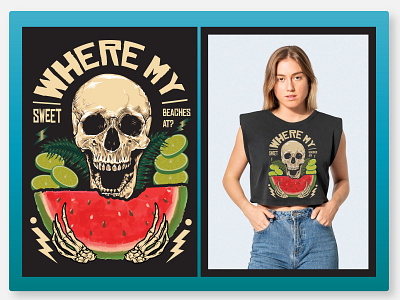 Summer vintage retro style tshirt design beach skull shirt summer custom tshirt summer outfit summer shirt design summer tshirt design summer vector tshirt design vector watermelon