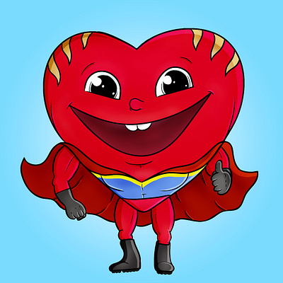 "super heart" art branding cartoon color pencil design draw dream heart illustration logo nft smile super hero water ink