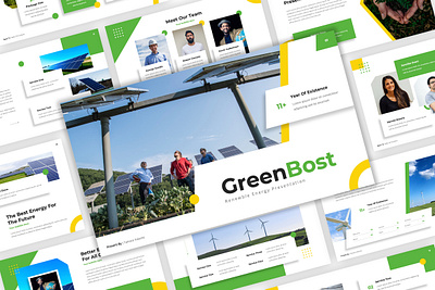 GreenBost - Renewable Energy PowerPoint Template agency business clean climate creative design electricity energy graphic design green minimal power powerpoint presentation renewable solar sustainable typography