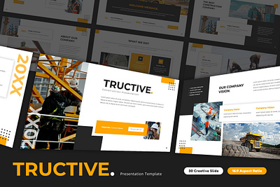 Tructive - Construction PowerPoint Template agency architect architecture bold build building business construction creative design drafter graphic design modern powerpoint presentation project typography