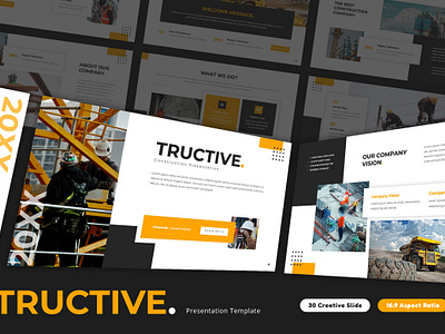 Tructive - Construction PowerPoint Template agency architect architecture bold build building business construction creative design drafter graphic design modern powerpoint presentation project typography