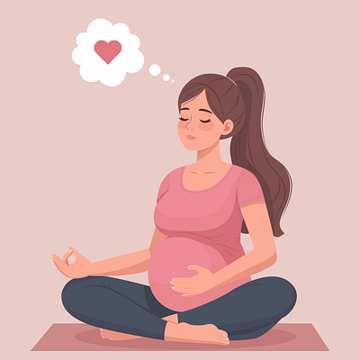 Online yoga for pregnant women. Vector illustration baby graphic design health home illustration meditation mother online yoga pose poster pregnancy pregnant preparation for childbirth reath relaxation studio vector illustration woman yoga