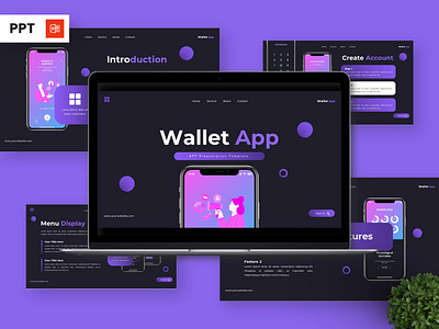 Wallet App - Mobile App Powerpoint Templates finance infographic portfolio powerpoint presentation saas ui