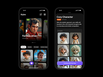 AI Portrait Generation App app design mobile app ui uiux ux