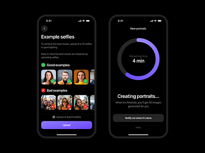 AI Portrait Generation App app design mobile app ui uiux ux