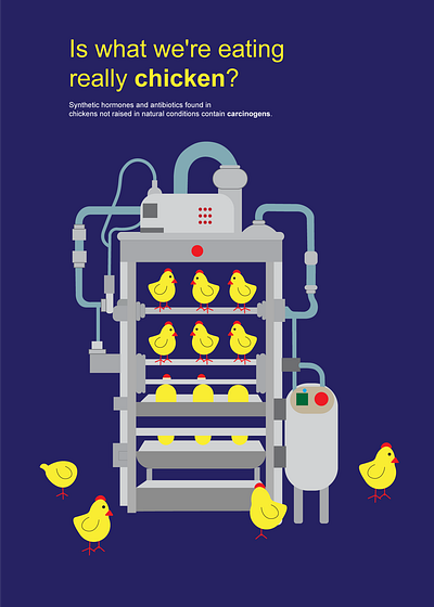 Awareness in Cancer awareness cancer cancer week chick chicken colourful design food geometric graphic graphic design health illustration machine mass production poster poster design printing press production machine unhealthy food