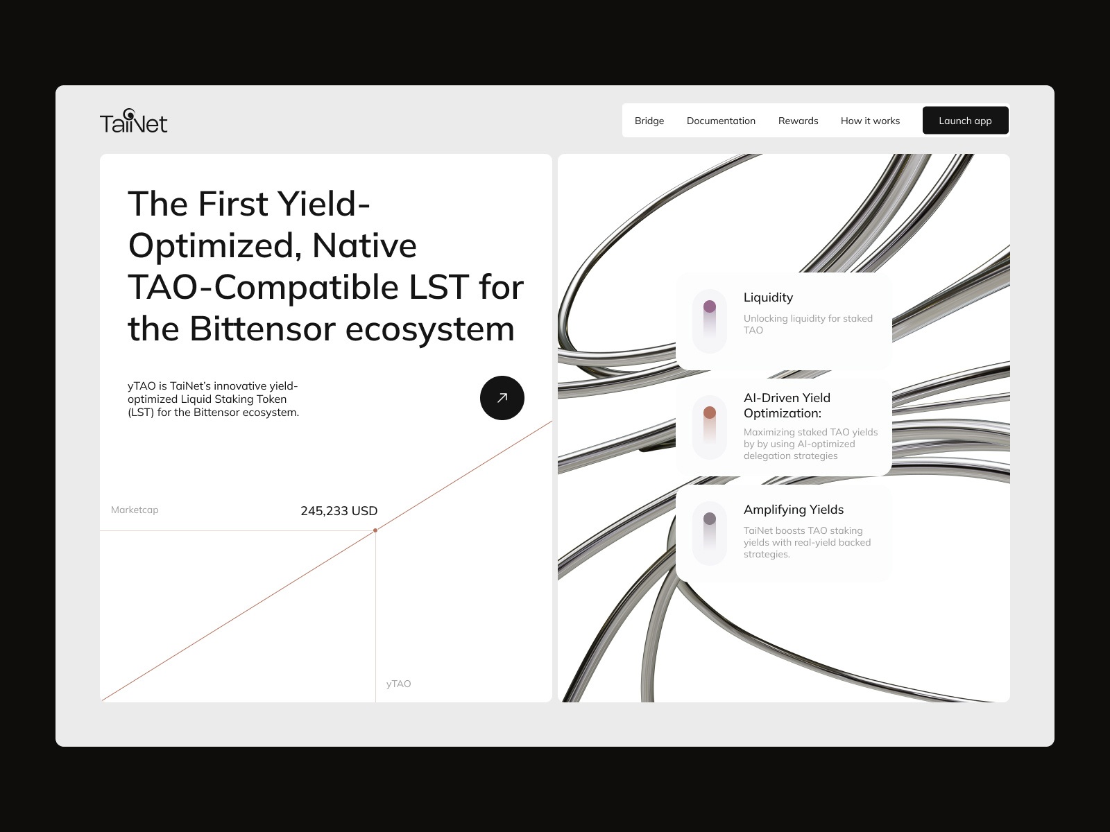 TaiNet - Liquid Staking Token ai crypto crypto in crypto investment crypto staking crypto website fintech minimal staking web design