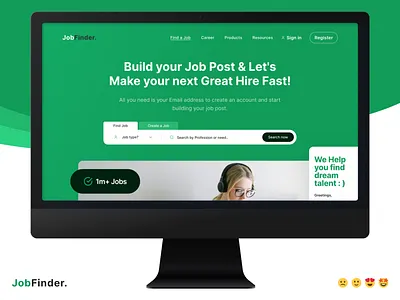 Job Finder Website branding clean design design desktop figma find graphic design job job finder jobs landing landing page minimal minimalist trending uiux user interface ux web design website