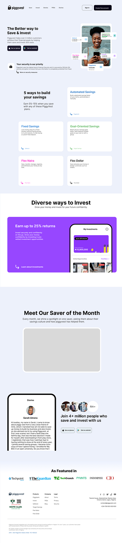 Piggyvest Landing Page branding product designer ui ux website