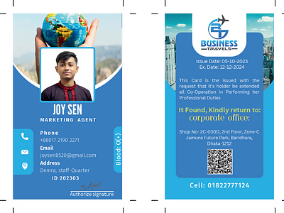 Employee ID Card Design for Business Travels 2023 agency banner branding business business card business travel card design employee go world tourism graphic design id id card illustration logo travel