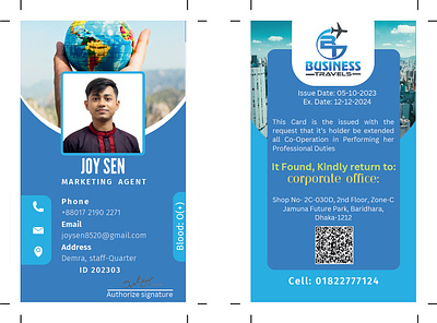 Employee ID Card Design for Business Travels 2023 agency banner branding business business card business travel card design employee go world tourism graphic design id id card illustration logo travel