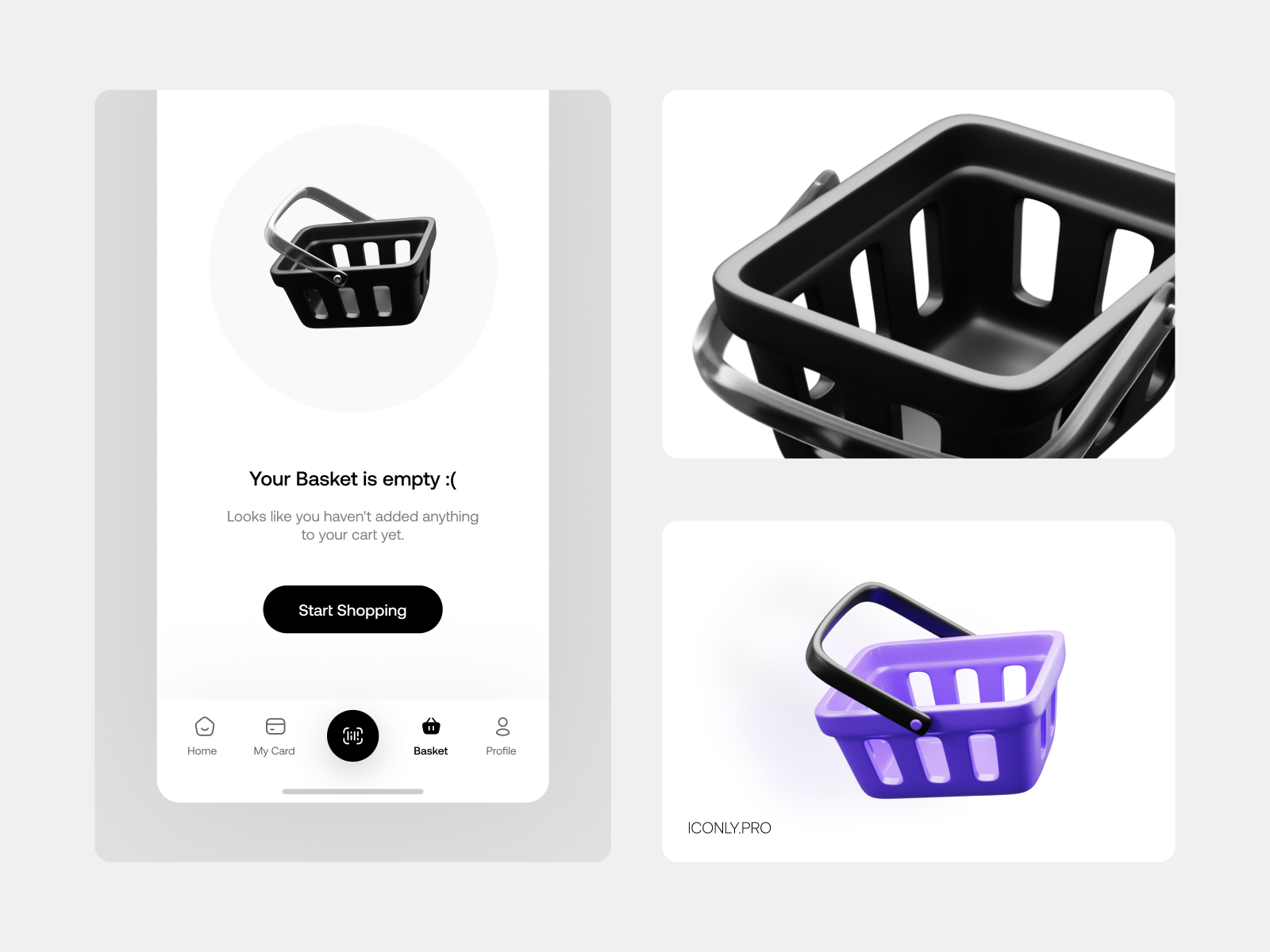 Basket Empty State - Iconly 3D by Iconly Pro for Piqo Studio on Dribbble