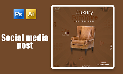 I will design creative social media post for furniture brand book cover design branding kit brochures business card business flyer flyer design furniture post design menu cards product post design social media post visiting card