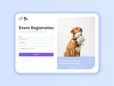 Registration page ui