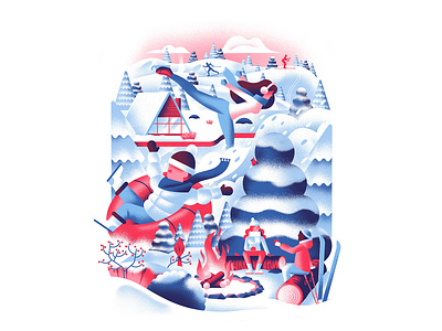 How to beat the winter blues - Northshore Magazine daniele simonelli dsgn editorial illustration illustration ski snow texture vector winter