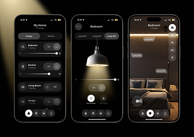 Smart Lamp Mobile App agency app application ar design figma home house lamp light smart ui uxui
