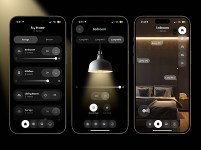 Smart Lamp Mobile App agency app application ar design figma home house lamp light smart ui uxui