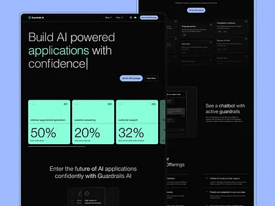 Guardrails AI — Website animation black branding green motion graphics product ui ui design ux violet web design website