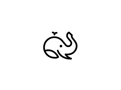 Elephant and Whale Logo Combination animal animal logo clever combination elephant elephant head elephant logo icon line logo logos outline simple logo trunk whale whale logo