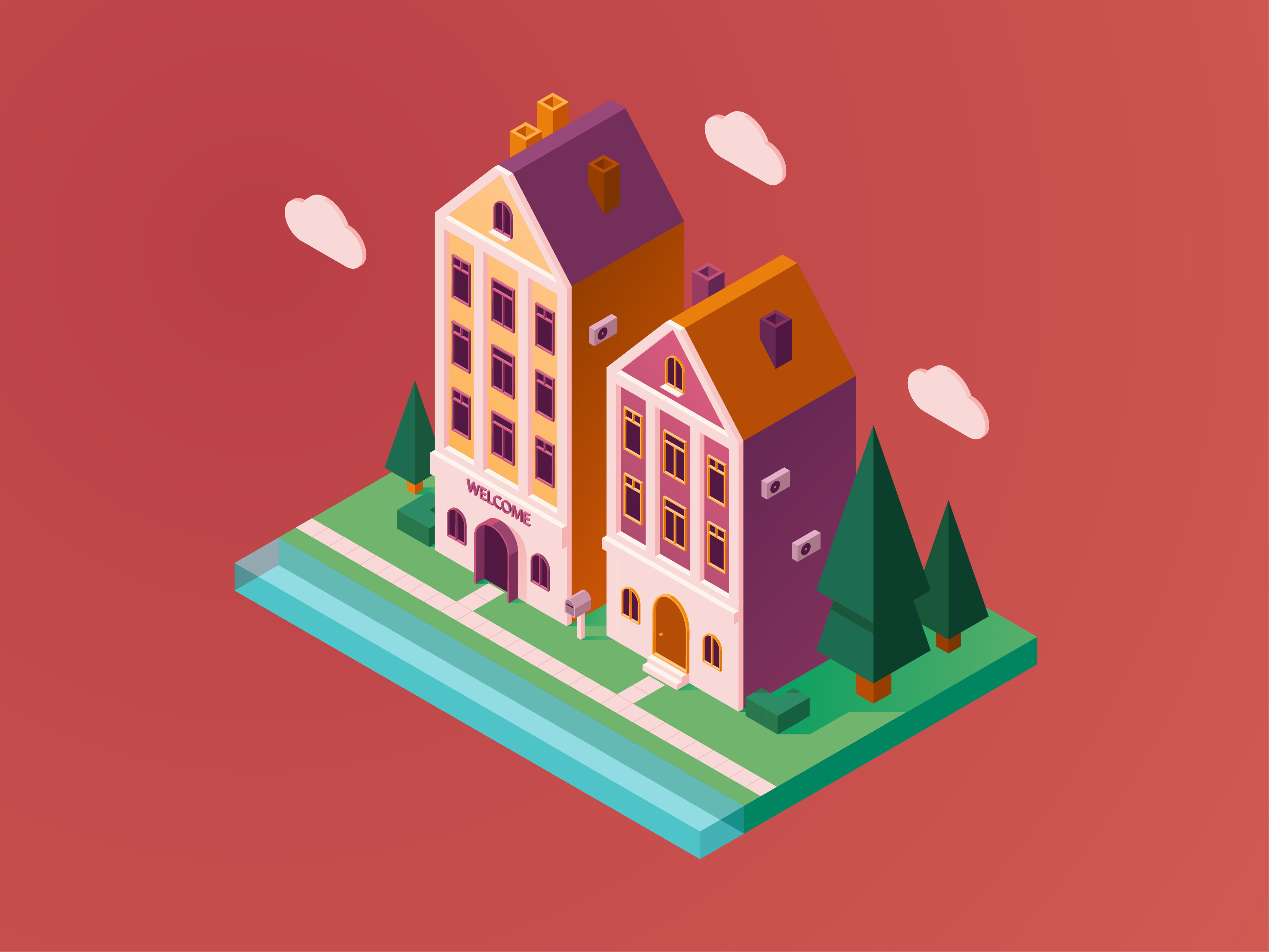 Домики Амстердама в изометрии by Marina Poliverdova on Dribbble