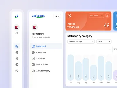 Jobsearch Dashboard account chart clean crm dashboard minimal sidebar statistic statistics ui ux web