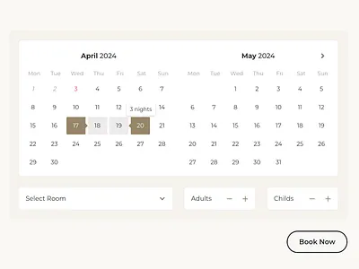 Hotel Datepicker Nights Tooltips booking calendar datepicker form hotel travel ui web design