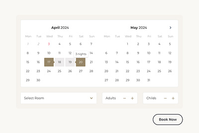 Hotel Datepicker Nights Tooltips booking calendar datepicker form hotel travel ui web design