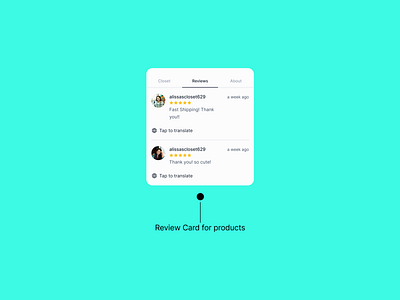 UI Card for Reviews app design ecommerce ecommerce app ecommerce website figma mobile app ui ui design ui kit uiux ux ux design