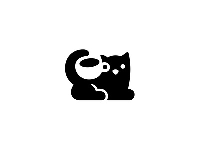 Logo option for cat cafe animal brand branding cafe cat cup design elegant graphic design illustration logo logotype mark minimalism minimalistic modern negative space negativespace pet sign