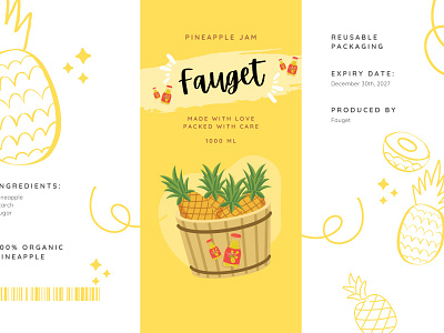 Faugot’s Pineapple Jam Packaging brandidentity canva creativepackaging design designcommunity dribbbledesign ecofriendly faugotjam organicproduct packagingdesign