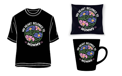 Boho t-shirt design "My heart Belongs to Mommy" t-shirt, mug. lovely