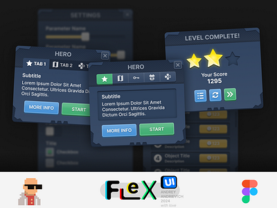 Game Interface. Space sci-fi TDS. UI Kit. FlexUI v2.009 figma flexui gui hud interface mobile mobile game sci fi scifi ui ui kit uikit userinterface ux web web game игровой интерфейс интерфейс