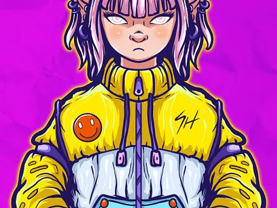 NIRMALA artwork character design drawing graphic design illustration mascot original character scifi tech tech wear techwear vintage