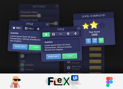 Mobile and web game interface. Business Futurism. UI Kit. FlexUI figma flexui game game interface gui hud interface mobile mobile game sci fi scifi ui ui kit uikit user interface ux web web game