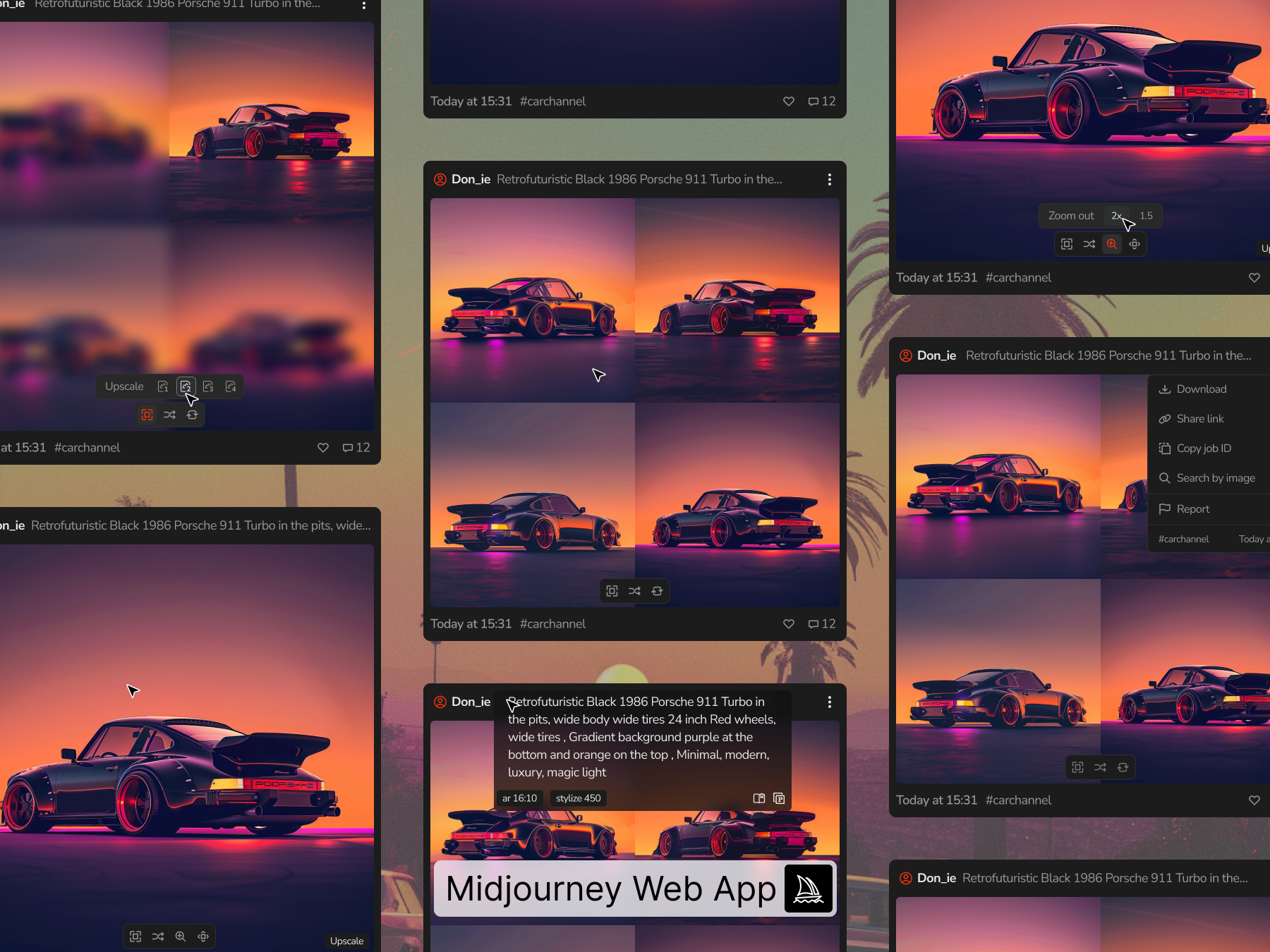 Midjourney image generation cards design midjourney product design ui