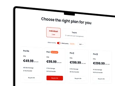Mega - pricing plan redesign cloud design drive mega pricing plan team ui web website